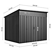Hoggar Caseta para jardín Pioneer Y70 (Medidas ext. (An x Pr): 256 x 221 cm, Antracita, Acero, 5,66 m²) | BAUHAUS