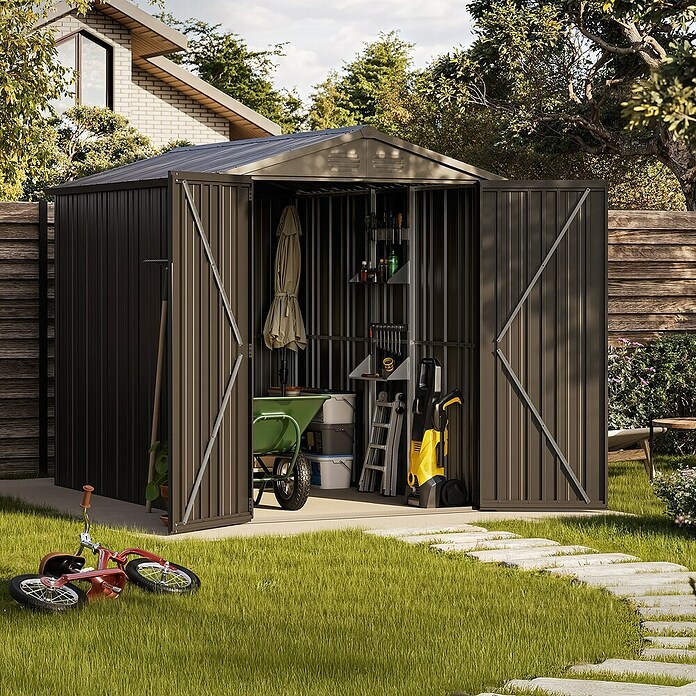 Hoggar Caseta para jardín Pioneer Y50 (Medidas ext. (An x Pr): 168 x 256 cm, Antracita, Acero, Área: 4,3 m²) | BAUHAUS