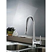 IO Round Grifo de cocina extraíble (Acero, Satinado) | BAUHAUS
