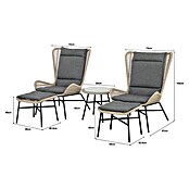 Conjunto de muebles Frida (5 pzs., Acero/Textiline, Antracita/Marrón) | BAUHAUS