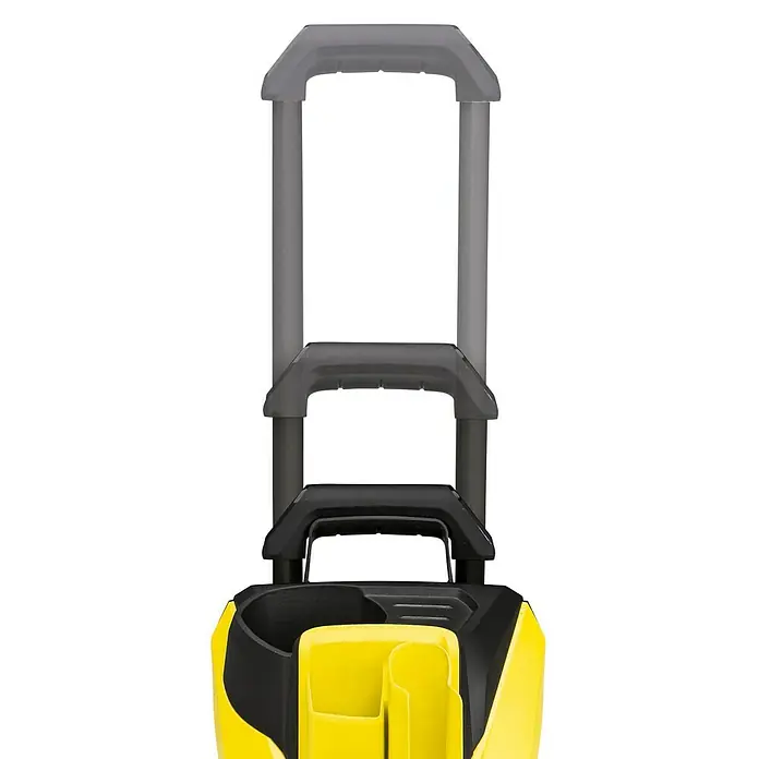 Kärcher Hochdruckreiniger K 4 Power Control Flex - 130 bar, 1.800 W, Fördermenge: 420 l/h, Ohne Home Kit - Ein gelb-schwarzer Hochdruckreiniger mit grauem Griff. Der Hochdruckreiniger hat ein schlankes, modernes Design für den Einsatz im Freien.