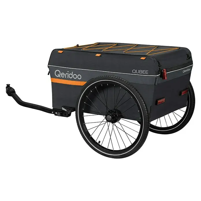 Qeridoo Fahrradanhänger Qubee L - Max. zulässiges Gesamtgewicht: 50 kg, grau, 130 l - Der Qeridoo Qubee Zweiradanhänger, perfekt für den Transport von Lasten mit dem Fahrrad. Sicher, geräumig und robust für jeden Bedarf.