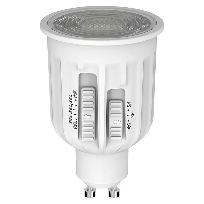 Alverlamp Bombilla LED MR16 - GU10, Intensidad regulable, Blanco cálido, 1.150 lm, 6 W - 10 W - Una bombilla LED blanca con temperatura de color y brillo ajustables para una solución de iluminación personalizada.