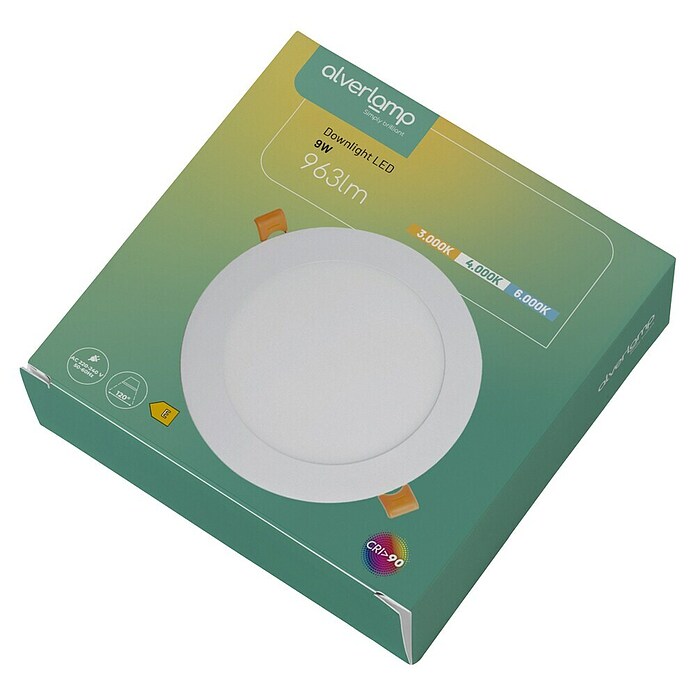 Alverlamp Downlight empotrable LED redondo (9 W, Ø x Al: 14,5 x 1,5 cm, Blanco cálido) | BAUHAUS