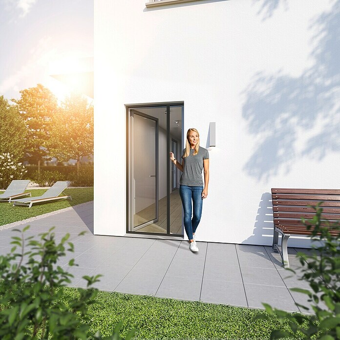 Windhager Insektenschutz-Türplissee Plus (B x H: 110 x 220 cm, Anthrazit) | BAUHAUS
