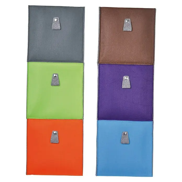 Phönix Atlanta Aufbewahrungsbox - L x B x H: 34 x 34 x 34 cm, Textil, Aqua/Grau - Zwei hängende Stofforganizer mit jeweils drei farbigen Fächern und grauen Filzapplikationen zum Aufhängen.