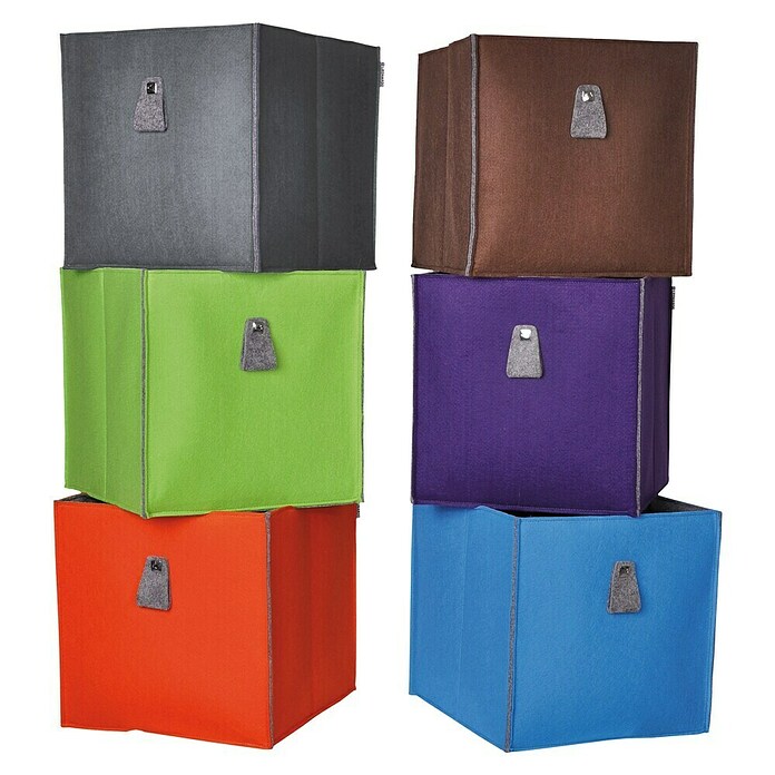 Phönix Atlanta Aufbewahrungsbox (L x B x H: 34 x 34 x 34 cm, Filz, Orange/Grau)