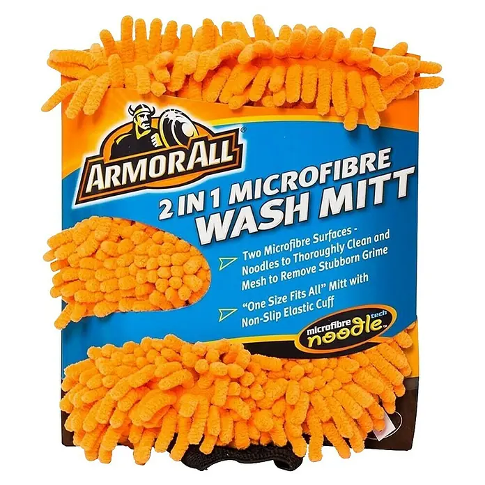 ArmorAll Manopla 2 en 1 - Microfibra, Naranja - El guante de lavado de microfibra 2 en 1 de Armor All tiene dos superficies para una limpieza profunda y para eliminar la suciedad difícil.