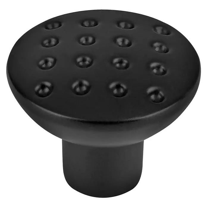Walteco Möbelknopf Jaro - Durchmesser: 26 mm, Sonstige, Schwarz matt - Schwarzer runder Möbelknauf mit strukturierter, gepunkteter Oberfläche.