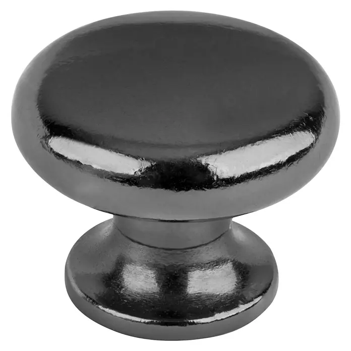 Walteco Möbelknopf Tosca - Durchmesser: 29 mm, Sonstige, Vernickelt Schwarz - Dunkelgrauer, polierter Metall-Kuppelknauf für Möbel und Schränke.