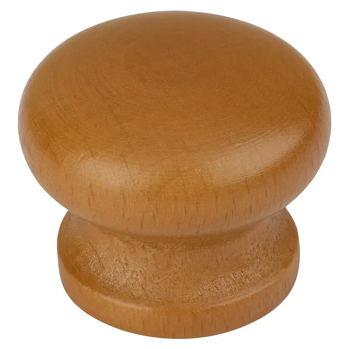 Walteco Möbelknopf Meba - Durchmesser: 35 mm, Holz, Holz-Optik - Karamellfarbener Holzpilzknauf.
