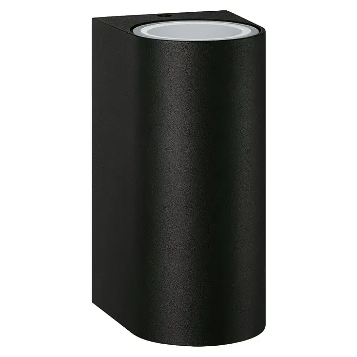 Philips Aplique exterior Nightingale - 35 W, 9,6 x 8 x 16 cm, IP44 - Una luminaria exterior negra cilíndrica y elegante con una fuente de luz blanca en la parte superior. Ideal para espacios modernos.