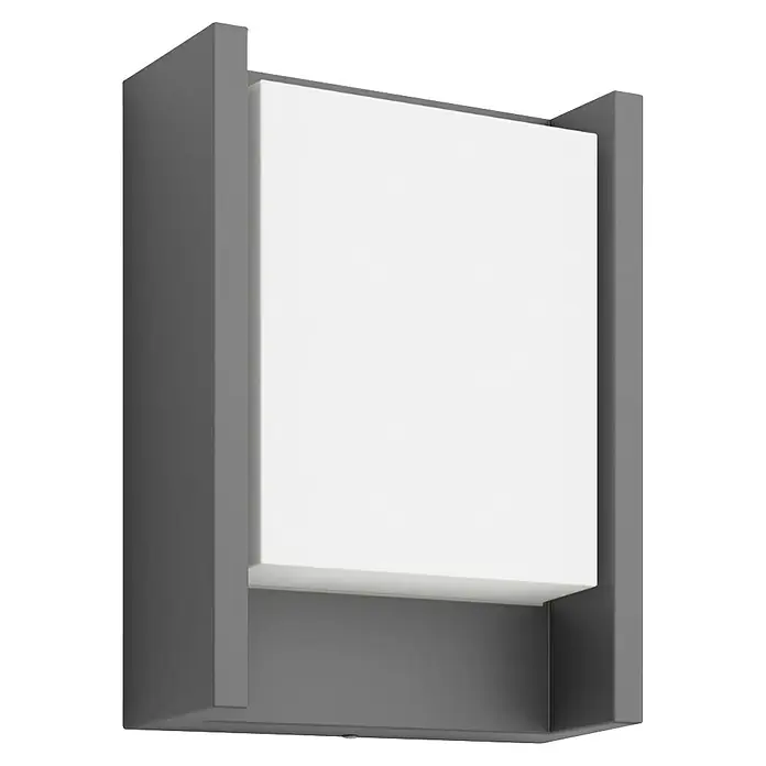 Philips Arbour LED-Außenwandleuchte - 3,8 W, 16,5 x 7,5 x 22 cm, IP44 - Das moderne Lichtelement kombiniert eine blendfreie weiße Fläche mit einem grauen Rahmen für ein elegantes und minimalistisches Design.
