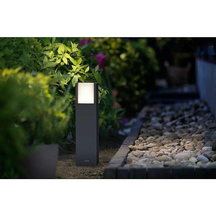 Philips Außensockelleuchte Arbour (Farbe Gehäuse: Anthrazit, Warmweiß, 10 x 10 x 40 cm, Mit Leuchtmittel) | BAUHAUS