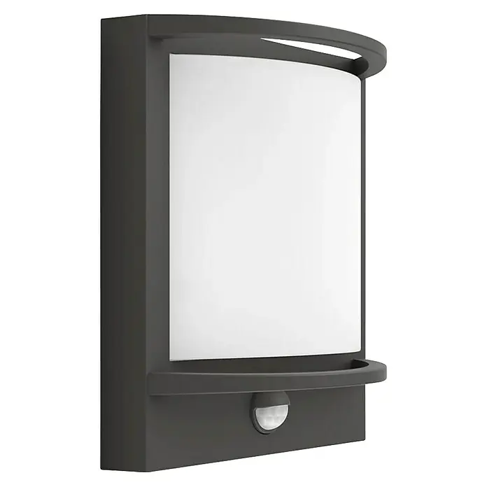 Philips LED-Sensor-Außenwandleuchte Samondra - 3,8 W, Lichtfarbe: Warmweiß, IP44 - Moderne Außenwandleuchte mit Bewegungsmelder in Anthrazit. Robustes Design für den Außenbereich, ideal zur Beleuchtung von Wegen und Eingängen.