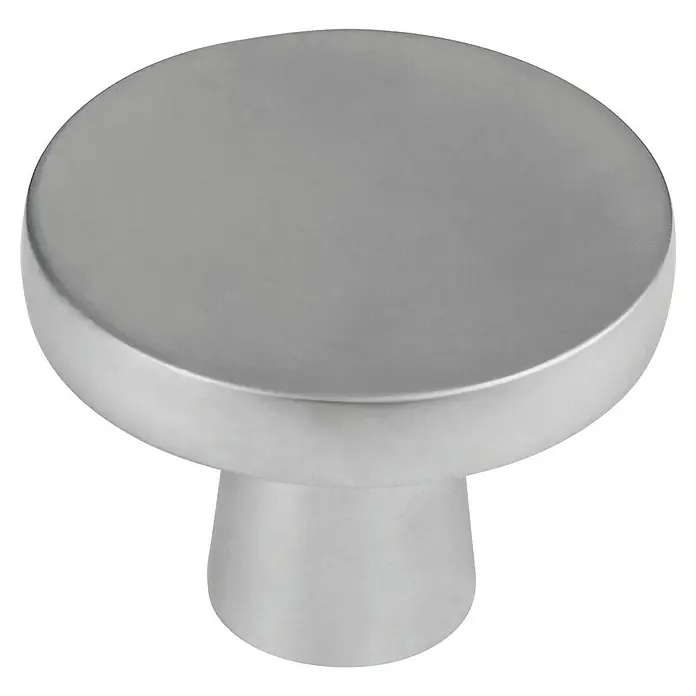 Walteco Möbelknopf Modena - Durchmesser: 32 mm, Sonstige, Verchromt matt - Gebürsteter silberner runder flacher Knopf.