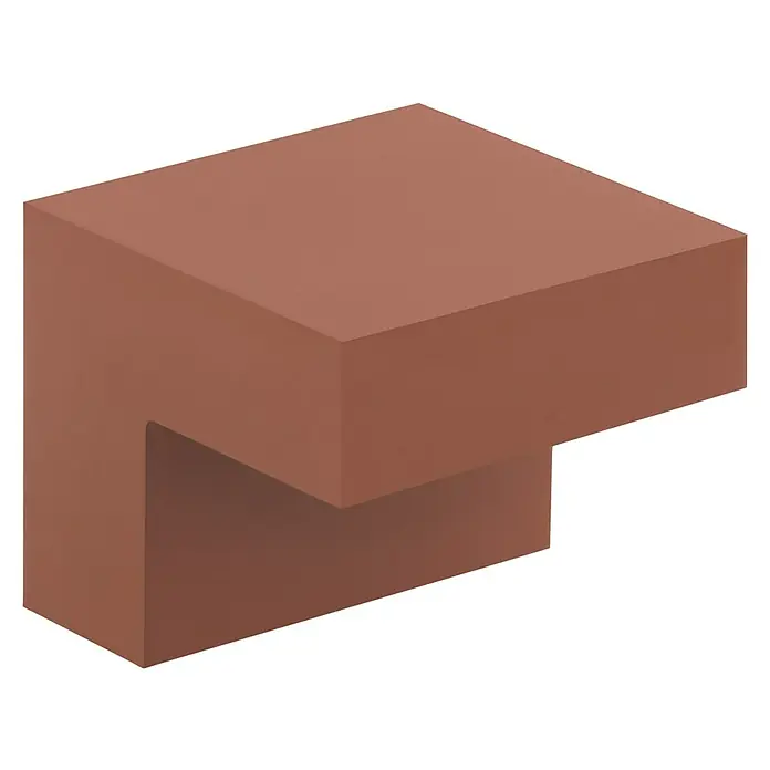 Walteco Möbelknopf Ecky - B x H: 24,5 x 20 mm, Sonstige, Rot - Terrakottafarbener L-förmiger Block, ein massives geometrisches Bauteil.