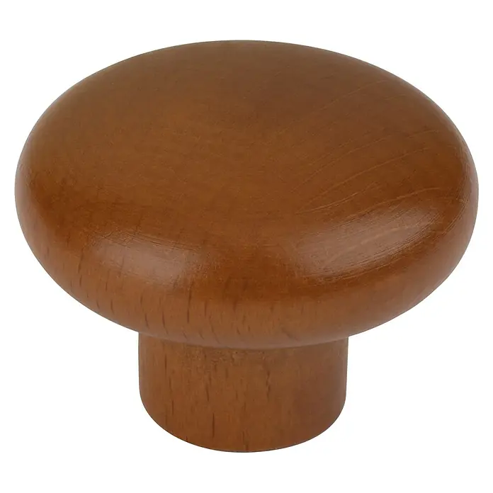 Walteco Möbelknopf Sally - Durchmesser: 34 mm, Holz, Holz-Optik - Brauner Holz-Pilzgriff für Möbel.