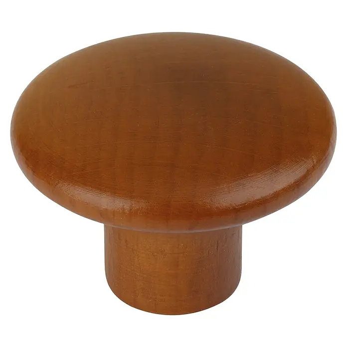 Walteco Möbelknopf Lord - Durchmesser: 35 mm, Holz, Holz-Optik - Polierter brauner pilzförmiger Holzknauf.