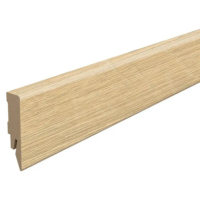 Egger Sockelleiste Cubical L612 Victoria Eiche natur - 240 cm x 14 mm x 58 mm, MDF - Holzleiste in hellem Farbton, ideal für den Innenausbau. Perfekt, um Räumen einen stilvollen und natürlichen Akzent zu verleihen.