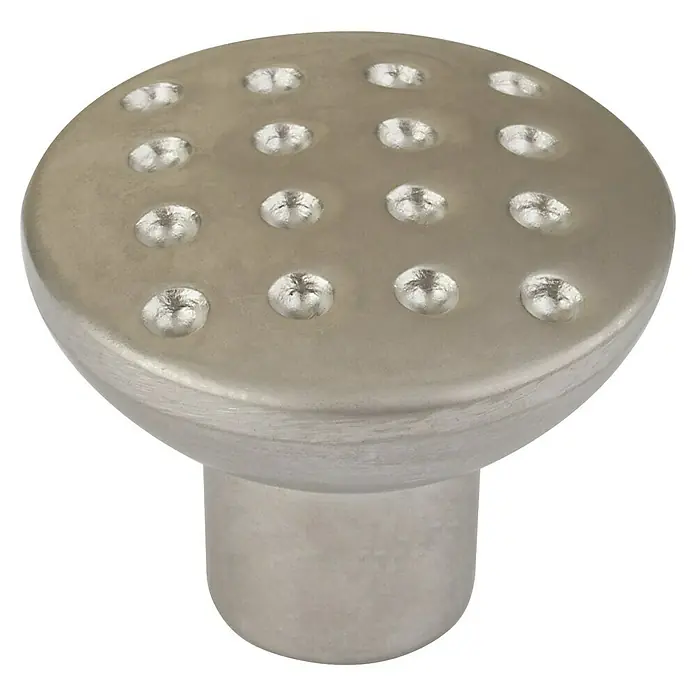 Walteco Möbelknopf Jaro - Durchmesser: 26 mm, Sonstige, Vernickelt matt - Satinierter Metallknauf mit strukturierter Oberseite und mehreren erhabenen, abgerundeten Details.