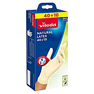 Vileda Einmalhandschuhe Natural Latex (Größe M/L, Naturmaterialien, 50 Stk.)