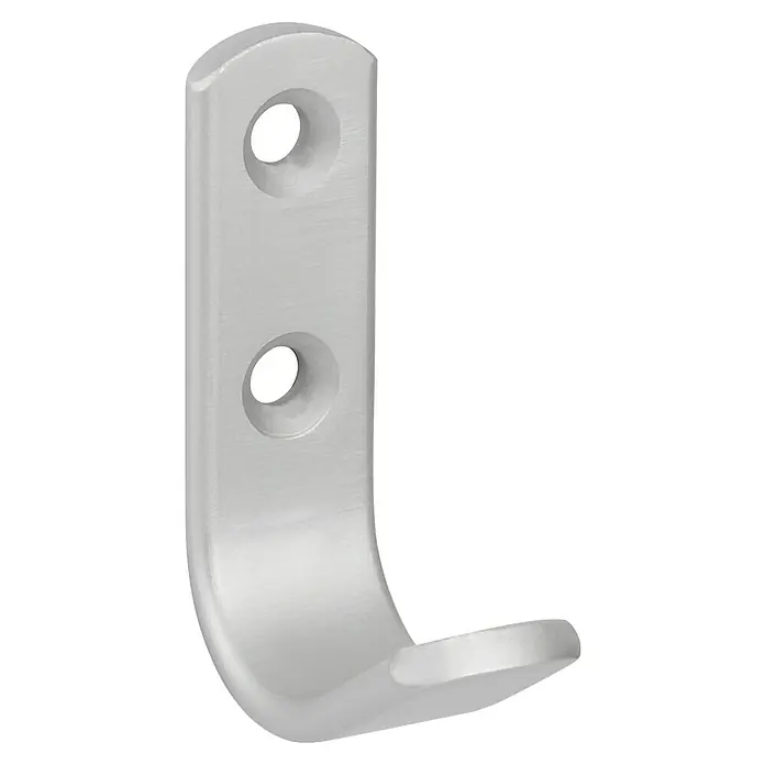 Walteco Garderobenhaken Sam II - L x B x H: 60 x 18 x 39 mm, Anzahl Haken: 1 Stk., Aluminium-Optik - Bürsteter Metallhaken in Silber mit zwei Befestigungslöchern.