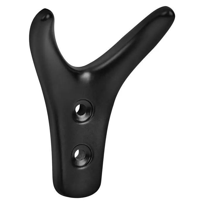 Walteco Garderobenhaken Stellar - L x B x H: 75 x 53 x 27 mm, Anzahl Haken: 2 Stk., Mattschwarz - Schwarzer Y-förmiger Kleiderhaken mit zwei Befestigungslöchern.