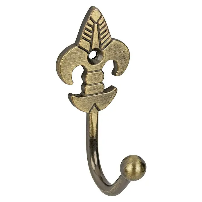 Walteco Garderobenhaken Lilie - L x B x H: 95 x 95 x 31 mm, Gesamtstückzahl: 2 Stk., Bronze - Dekorativer antiker Messing-Wandhaken mit Fleur-de-Lis-Motiv.