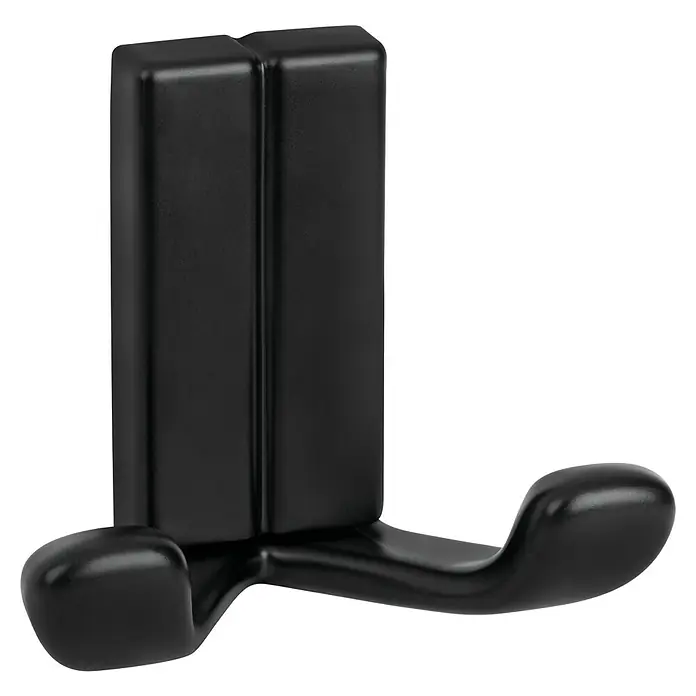 Walteco Garderobenhaken Timke - L x B x H: 57 x 68 x 35 mm, Anzahl Haken: 2 Stk., Mattschwarz - Mattschwarzer Doppelwandhaken.