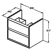 Ideal Standard Connect Air Waschtischunterschrank (44 x 60 x 51,7 cm, 2 Schubkästen, Hellgrau/Weiß, Glänzend)