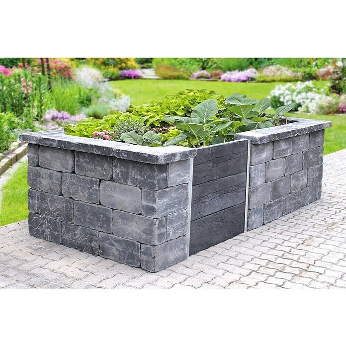 Seesteiner Hochbeet Quadro (L x B x H: 264 x 120 x 78 cm, Stein, Anthrazit)