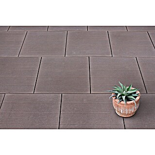 Seesteiner Terrassenplatte Holzoptik (50 x 50 x 3,8 cm, Nussbraun, Beton)