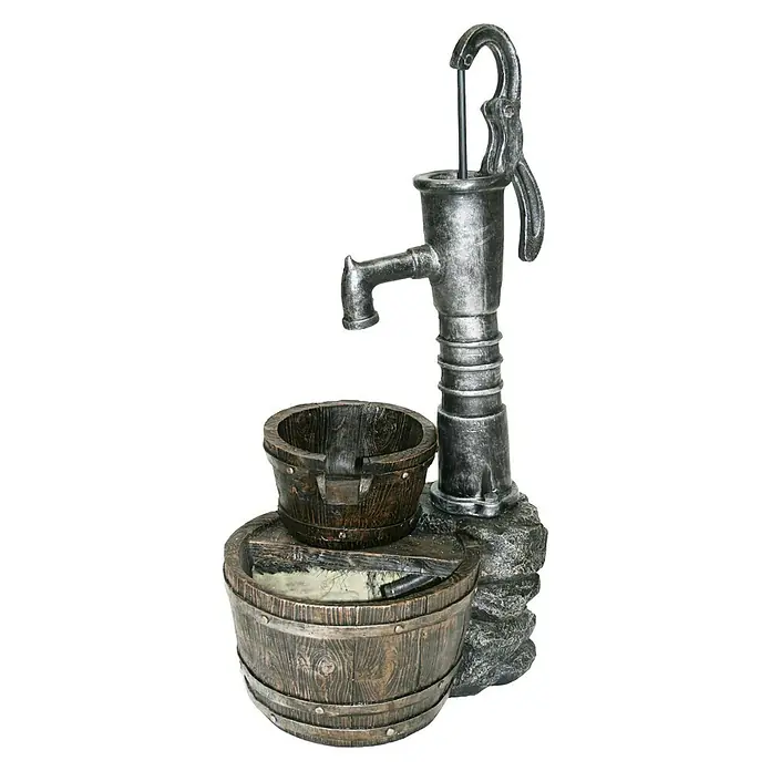 Ubbink AcquaArte Gartenbrunnen Las Vegas - 42 x 36,5 x 80,5 cm, Kunststoff - Ein rustikaler Zierbrunnen mit Eimer und Pumpe. Ideal für Garten und Terrasse, ein dekoratives Highlight mit plätscherndem Wasser.