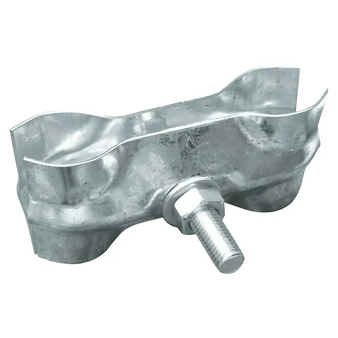 Schake Verbindungsschelle Bauzäune - Stahl, Passend für: Schake Bauzäune - Silberne metallische U-Schelle mit Schraube und Mutter.