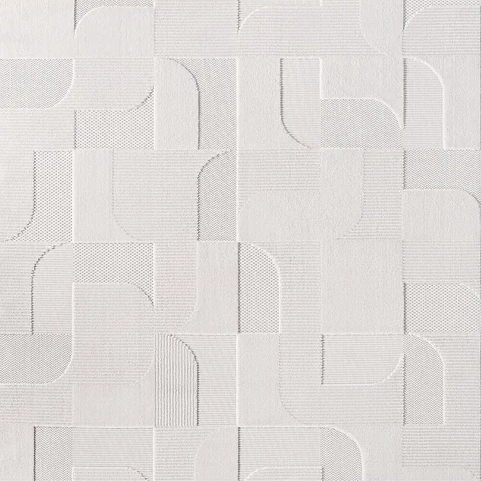 Kurzflorteppich Doha 1651 - Creme, 150 x 80 cm, 100 % Polypropylen - Strukturierte, weiße Wandfliese mit geometrischen Mustern, ideal für moderne Innenräume und stilvolle Akzente.