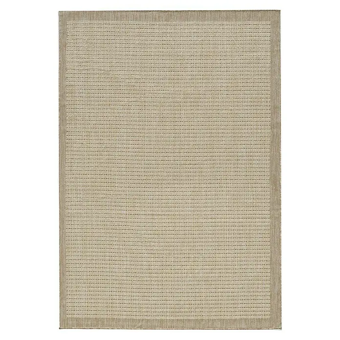 Outdoor-Teppich Giza 1410 - Beige, 370 x 280 cm, 100 % Polypropylen - Rechteckiger hellbrauner gewebter Teppich mit strukturierter Oberfläche und dezentem Rand.