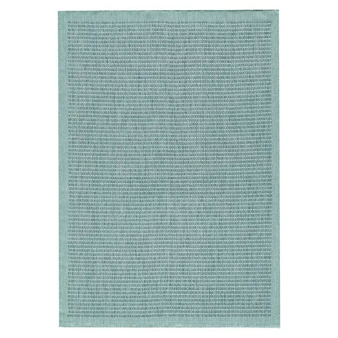 Outdoor-Teppich Giza 1410 - Blau, 200 x 140 cm, 100 % Polypropylen - Rechteckiger hellblauer Teppich mit gewebter Textur und dezentem Rand.