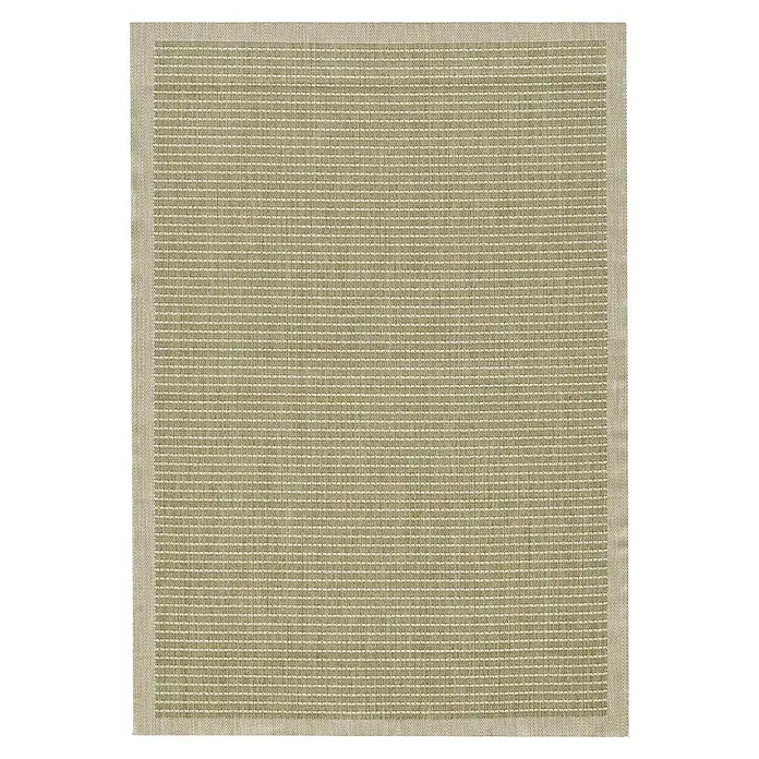 Outdoor-Teppich Giza 1410 - Grün, 170 x 120 cm, 100 % Polypropylen - Quadratischer gewebter Teppich in Hellgrünbeige mit hellem Rand.