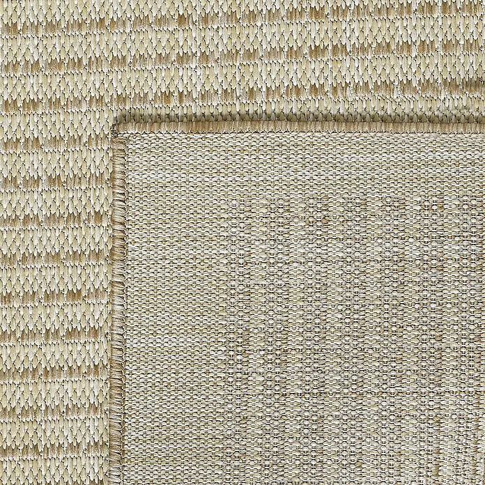 Outdoor-Teppich Giza 1410 - Beige, 370 x 280 cm, 100 % Polypropylen - Nahaufnahme eines beigen Sisalteppichs mit gewebter Textur.