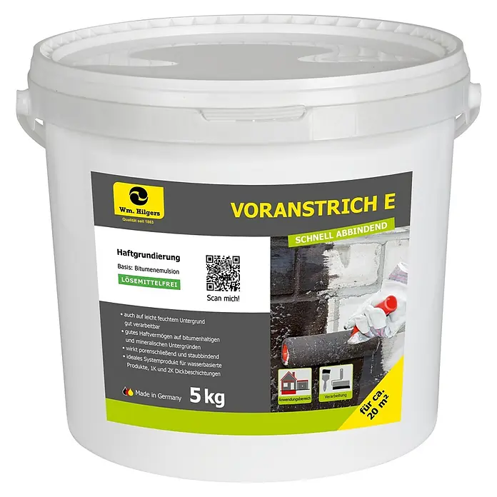 Bitumen-Voranstrich E - 5 kg - Haftgrundierung Voranstrich E im weißen Eimer. Geeignet als Basis für Bitumenemulsionen und für wasserbasierte Produkte.
