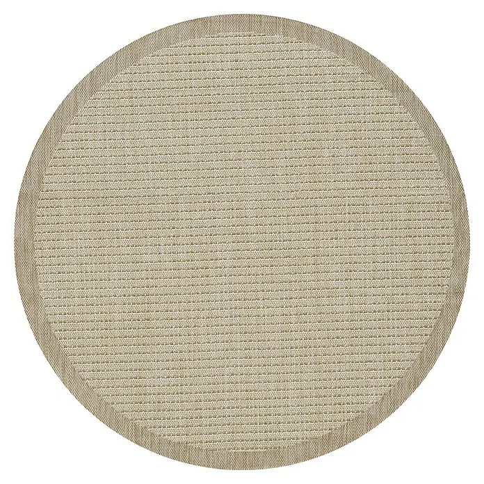 Outdoor-Teppich Giza 1410 - Beige, Durchmesser: 120 cm, 100 % Polypropylen - Runde gewebte Matte in Hellbeige mit strukturierter Oberfläche.