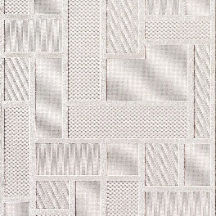 Kurzflorteppich Doha 1657 - Creme, 200 x 140 cm, 100 % Polypropylen - Beige Stofftapete mit geometrischem Muster, die eine elegante und moderne Wanddekoration für jeden Raum bietet.
