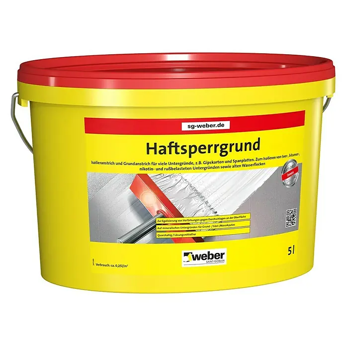 SG Weber Haftsperrgrund - 5 l - Haftsperrgrund: Isolieranstrich und Grundanstrich für vielfältige Untergründe, ideal zum Isolieren und Grundieren vor dem Anstrich.