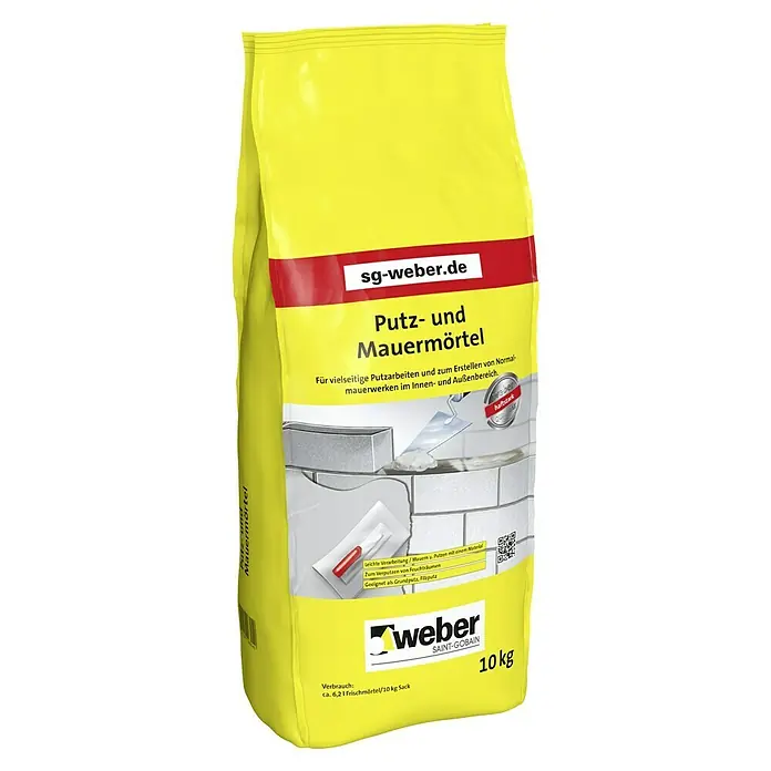 SG Weber Mauer- & Putzmörtel - 10 kg - Sack Weber Putz- und Mauermörtel, 10 kg, für vielfältige Putzarbeiten im Innen- und Außenbereich. Ideal zum Mauern und Verputzen.