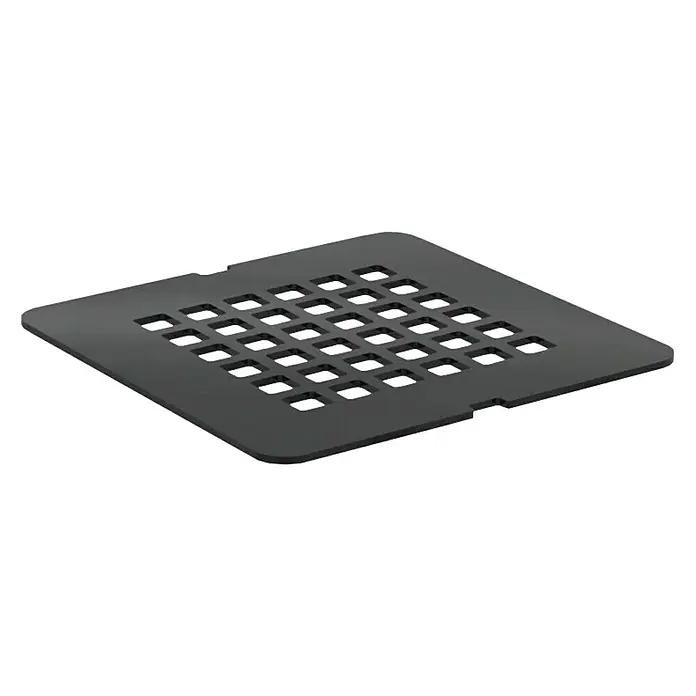 Ideal Standard Ultra Flat S Ablaufabdeckung - Passend für: Ideal Standard Ultra Flat S Ablaufgarnituren, Schwarz - Quadratischer, schwarzer Abflussdeckel aus Kunststoff mit einem Raster aus quadratischen Löchern.