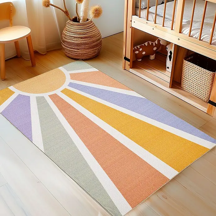Kinderteppich Play 2020 - Bunt, 150 x 100 cm, 100 % Polypropylen - Der farbenfrohe Teppich mit Sonnenmotiv bringt Freude in jeden Raum und ist ein echter Hingucker im Kinderzimmer.