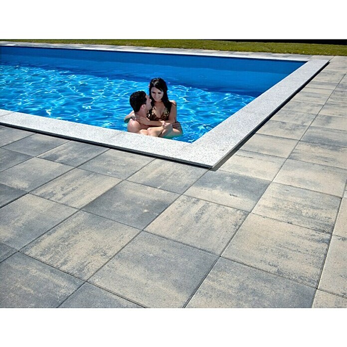Terrassenplatte Piazza (Anthrazit, L x B x S: 40 x 40 x 4 cm, Beton)