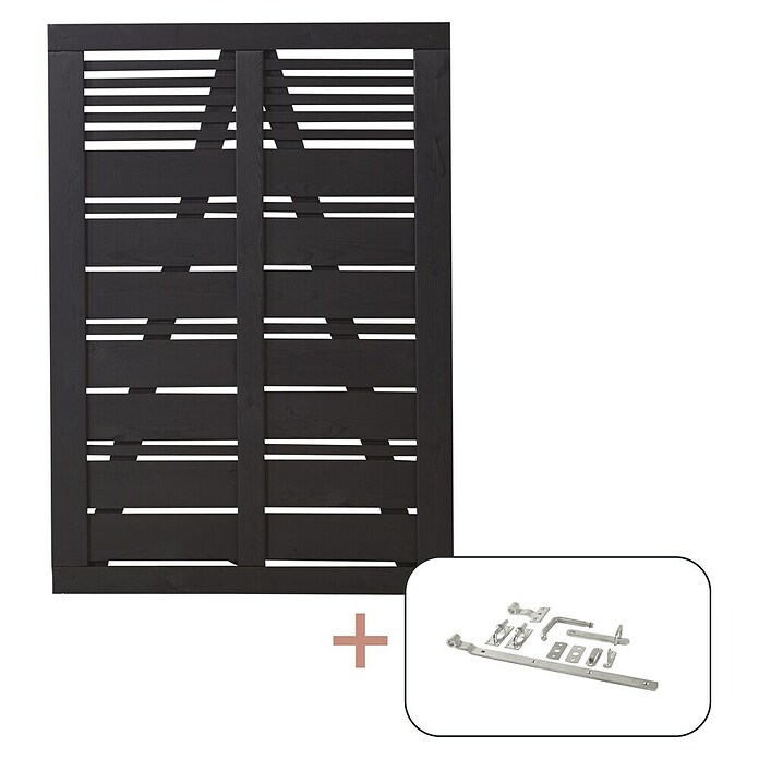 Plus Gartentor Silence inkl. Beschläge (100 x 140 cm, Schwarz, Holz) | BAUHAUS