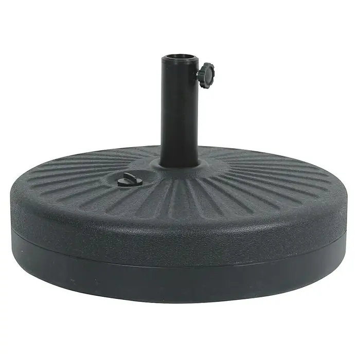 Base de parasol Bari - Ø x Al: 51 x 12 cm, Negro - Base de sombrilla negra duradera con patrón radial y tubo central para montaje seguro de sombrillas en exteriores. Estabilidad y estilo.